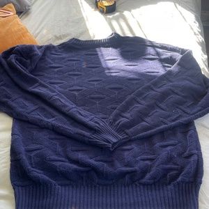 Vintage Textured Sweater in Navy Blue